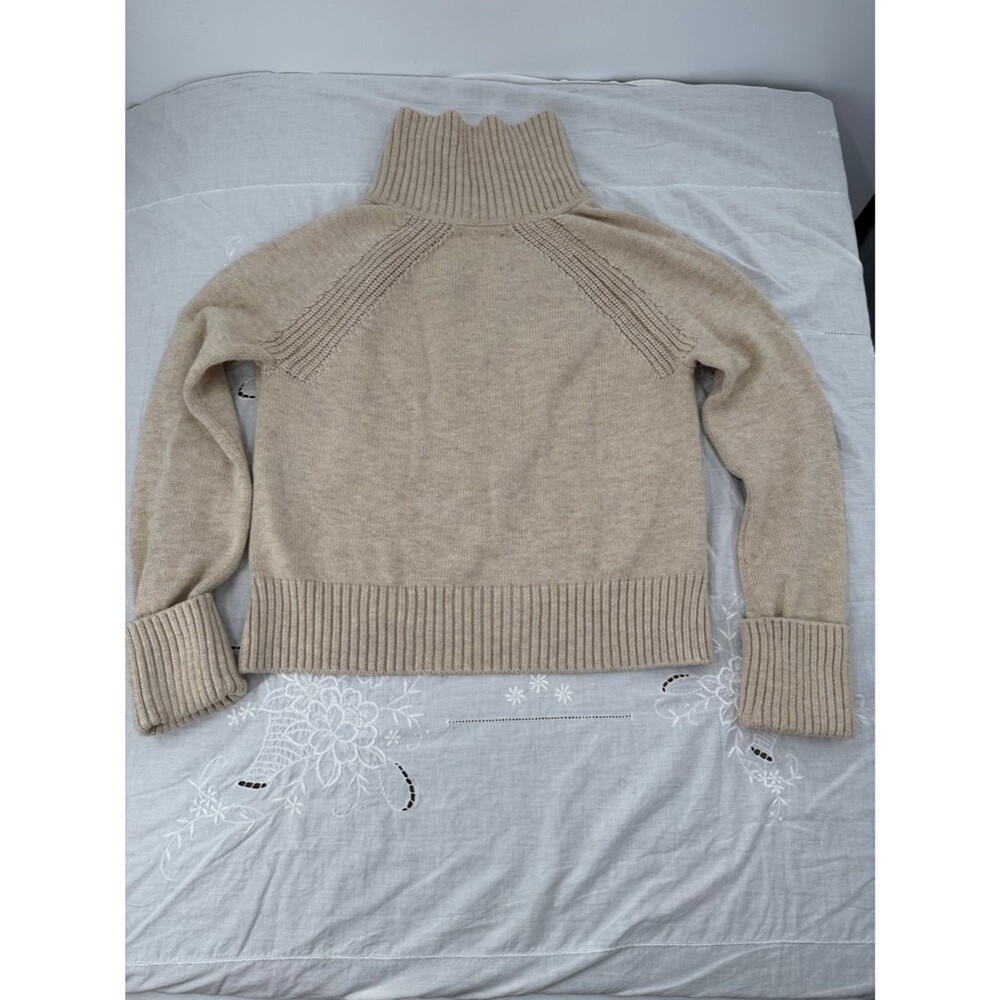 Abercrombie & Fitch Sweater Wm Small Notch Neck Tan Knit Collar Pullover Chunky - Picture 2 of 7